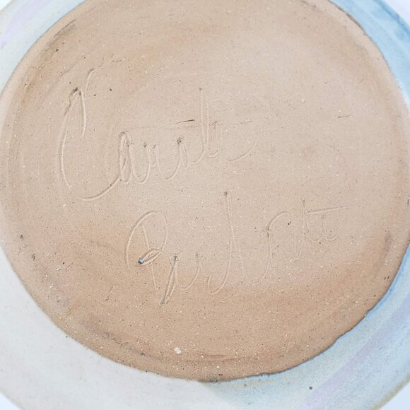 Carole Berhorst Michigan Artist Art Pottery Handled Plate Purple Colorful - Picture 4 of 5